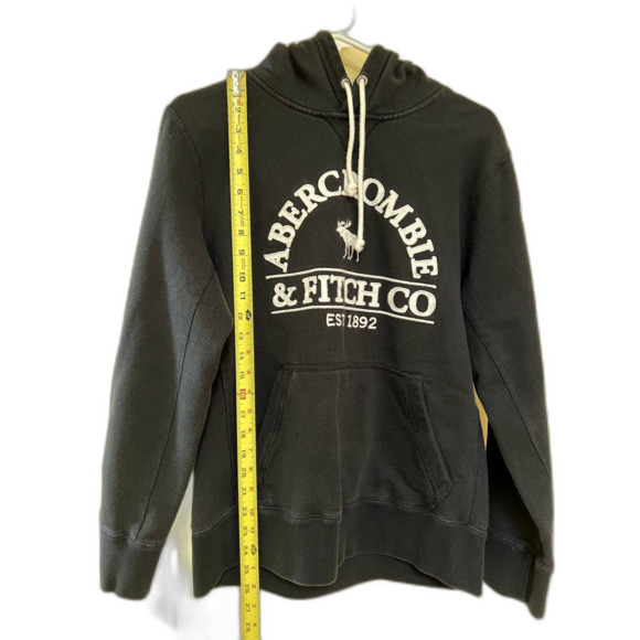 Abercrombie  & Fitch Hoodie Men Size S Black Small Vintage Heavy Weight - Picture 1 of 9